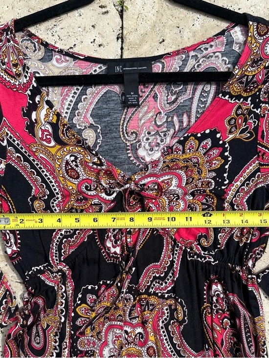 INC International Concept Women's Paisley 3/4 Sleeve MED with elastic empire fit - Picture 4 of 10